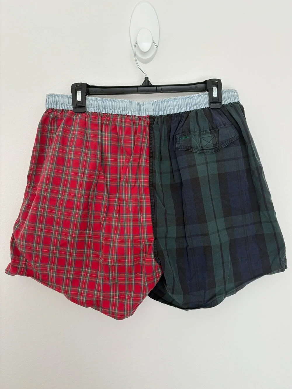 Tommy Hilfiger Vintage Split Plaid Drawstring Swim Shorts - Red & Green